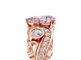 Rose gold Fancy Pink Pear Cut Diamond Solitaire Ring with Milgrain Pavé Band and Four-Prong Setting_176