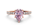 Rose gold Fancy Pink Pear Cut Diamond Solitaire Ring with Pavé Band and Four-Prong Setting_44