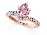 Rose gold Fancy Pink Pear Cut Diamond Solitaire Ring with Pavé Band and Four-Prong Setting_45