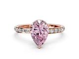 Rose gold Fancy Pink Pear Cut Diamond Solitaire Ring with Pavé Band and Hidden Halo_20