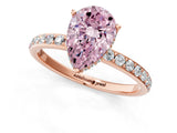 Rose gold Fancy Pink Pear Cut Diamond Solitaire Ring with Pavé Band and Hidden Halo_21