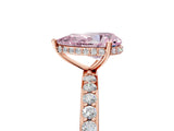 Rose gold Fancy Pink Pear Cut Diamond Solitaire Ring with Pavé Band and Hidden Halo_25