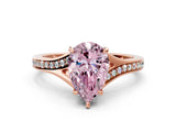 Rose gold Fancy Pink Pear Cut Diamond Solitaire Ring with Pavé Band and Prong Setting_12