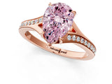 Rose gold Fancy Pink Pear Cut Diamond Solitaire Ring with Pavé Band and Prong Setting_13