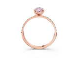 Rose gold Fancy Pink Pear Cut Diamond Solitaire Ring with Pave Band and Four Prong Setting_95