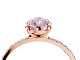 Rose gold Fancy Pink Pear Cut Diamond Solitaire Ring with Pave Band and Four Prong Setting_96