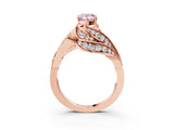 Rose gold Fancy Pink Pear Cut Diamond Solitaire Ring with Prong Setting and Twisted Pavé Band_3