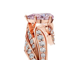 Rose gold Fancy Pink Pear Cut Diamond Solitaire Ring with Prong Setting and Twisted Pavé Band_5