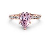 Rose gold Fancy Pink Pear Cut Diamond Solitaire Ring with Round  Pavé Band and Four-Prong Setting_48