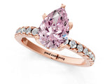 Rose gold Fancy Pink Pear Cut Diamond Solitaire Ring with Round  Pavé Band and Four-Prong Setting_49
