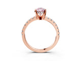 Rose gold Fancy Pink Pear Cut Diamond Solitaire Ring with Round  Pavé Band and Four-Prong Setting_51