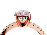 Rose gold Fancy Pink Pear Cut Diamond Solitaire Ring with Round  Pavé Band and Four-Prong Setting_52