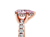 Rose gold Fancy Pink Pear Cut Diamond Solitaire Ring with Round  Pavé Band and Four-Prong Setting_53