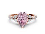 Rose gold Fancy Pink Pear Cut Diamond Solitaire Ring with Side Stones and Four-Prong Setting_51