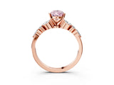 Rose gold Fancy Pink Pear Cut Diamond Solitaire Ring with Side Stones and Four-Prong Setting_54