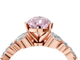 Rose gold Fancy Pink Pear Cut Diamond Solitaire Ring with Side Stones and Four-Prong Setting_55