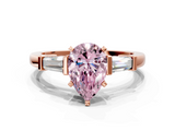 Rose gold Fancy Pink Pear  Cut Diamond Solitaire Ring with Tapered Baguette Accents and Four-Prong Setting_45