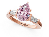 Rose gold Fancy Pink Pear  Cut Diamond Solitaire Ring with Tapered Baguette Accents and Four-Prong Setting_46