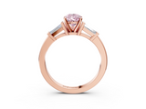 Rose gold Fancy Pink Pear  Cut Diamond Solitaire Ring with Tapered Baguette Accents and Four-Prong Setting_48
