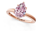 Rose gold Fancy Pink Pear Cut Diamond Solitaire Ring with Thin Band and Prong Setting_13