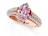 Rose gold Fancy Pink Pear Cut Diamond Solitaire Ring with Three-Row Pavé Band and Four-Prong Setting_37