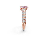 Rose gold Fancy Pink Pear Cut Diamond Solitaire Ring with Three-Row Pavé Band and Four-Prong Setting_38