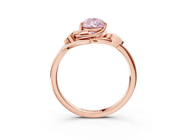 Rose gold Fancy Pink Pear Cut Diamond Solitaire Ring with Twist Band and Four-Prong Setting