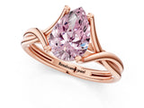 Rose gold Fancy Pink Pear Cut Diamond Solitaire Twist Band Prong Setting Ring_55