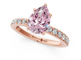 Rose gold Fancy Pink Pear  Cut Diamond Solitaire with Pave Band and Four-Prong Setting 1