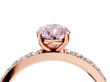 Rose gold Fancy Pink Pear  Cut Diamond Solitaire with Pave Band and Four-Prong Setting 4