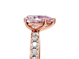 Rose gold Fancy Pink Pear  Cut Diamond Solitaire with Pave Band and Four-Prong Setting 5
