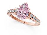 Rose gold Fancy Pink Pear  Cut Diamond Solitaire with Pave Band and Four-Prong Setting_117