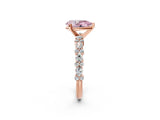 Rose gold Fancy Pink Pear Cut Diamond Solitaire with Side Stones, Pave Band, Four-Prong Setting_104