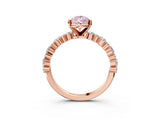 Rose gold Fancy Pink Pear Cut Diamond Solitaire with Side Stones, Pave Band, Four-Prong Setting_105