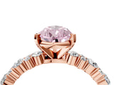 Rose gold Fancy Pink Pear Cut Diamond Solitaire with Side Stones, Pave Band, Four-Prong Setting_106