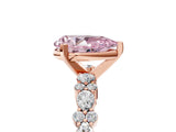 Rose gold Fancy Pink Pear Cut Diamond Solitaire with Side Stones, Pave Band, Four-Prong Setting_107