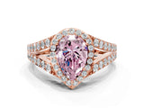 Rose gold Fancy Pink Pear Cut Diamond Split Shank Halo Ring with Four-Prong Setting_66