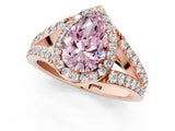 Rose gold Fancy Pink Pear Cut Diamond Split Shank Halo Ring with Four-Prong Setting_67