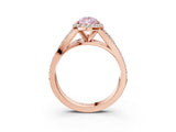Rose gold Fancy Pink Pear Cut Diamond Split Shank Halo Ring with Four-Prong Setting_69