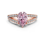 Rose gold Fancy Pink Pear Cut Diamond Split Shank Pavé Engagement Ring with Four-Prong Setting_94