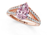 Rose gold Fancy Pink Pear Cut Diamond Split Shank Pavé Engagement Ring with Four-Prong Setting_95