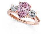 Rose gold Fancy Pink Pear Cut Diamond Three-Stone Engagement Ring with Prong Setting and Pavé Band_1