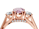 Rose gold Fancy Pink Pear Cut Diamond Three-Stone Engagement Ring with Prong Setting and Pavé Band_4