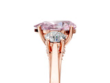 Rose gold Fancy Pink Pear Cut Diamond Three-Stone Engagement Ring with Prong Setting and Pavé Band_5