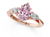 Rose gold Fancy Pink Pear Cut Diamond Three-Stone Ring with Pear Side Stones and Four-Prong Setting_84