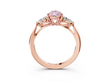 Rose gold Fancy Pink Pear Cut Diamond Three-Stone Ring with Pear Side Stones and Four-Prong Setting_86