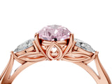Rose gold Fancy Pink Pear Cut Diamond Three-Stone Ring with Pear Side Stones and Four-Prong Setting_87