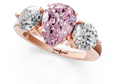 Rose gold Fancy Pink Pear Cut Diamond Three-Stone Ring with Prong Setting and Classic Band_119