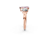 Rose gold Fancy Pink Pear Cut Diamond Three-Stone Ring with Prong Setting and Classic Band_120