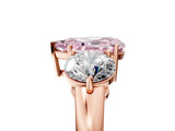 Rose gold Fancy Pink Pear Cut Diamond Three-Stone Ring with Prong Setting and Classic Band_123